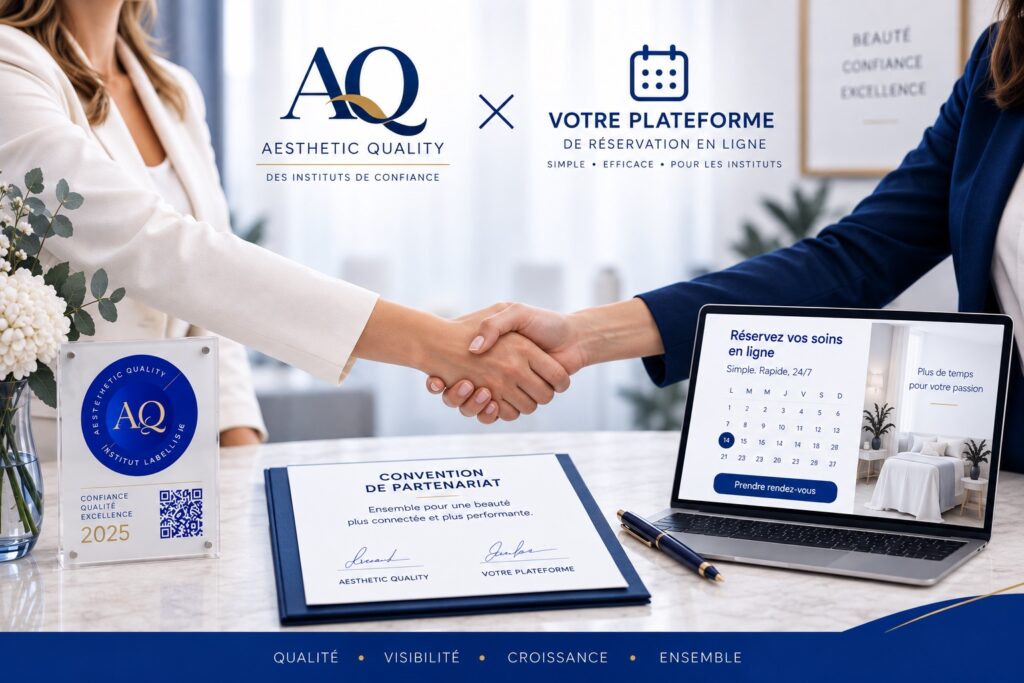 Poignée de main entre le label Aesthetic Quality et une plateforme de réservation